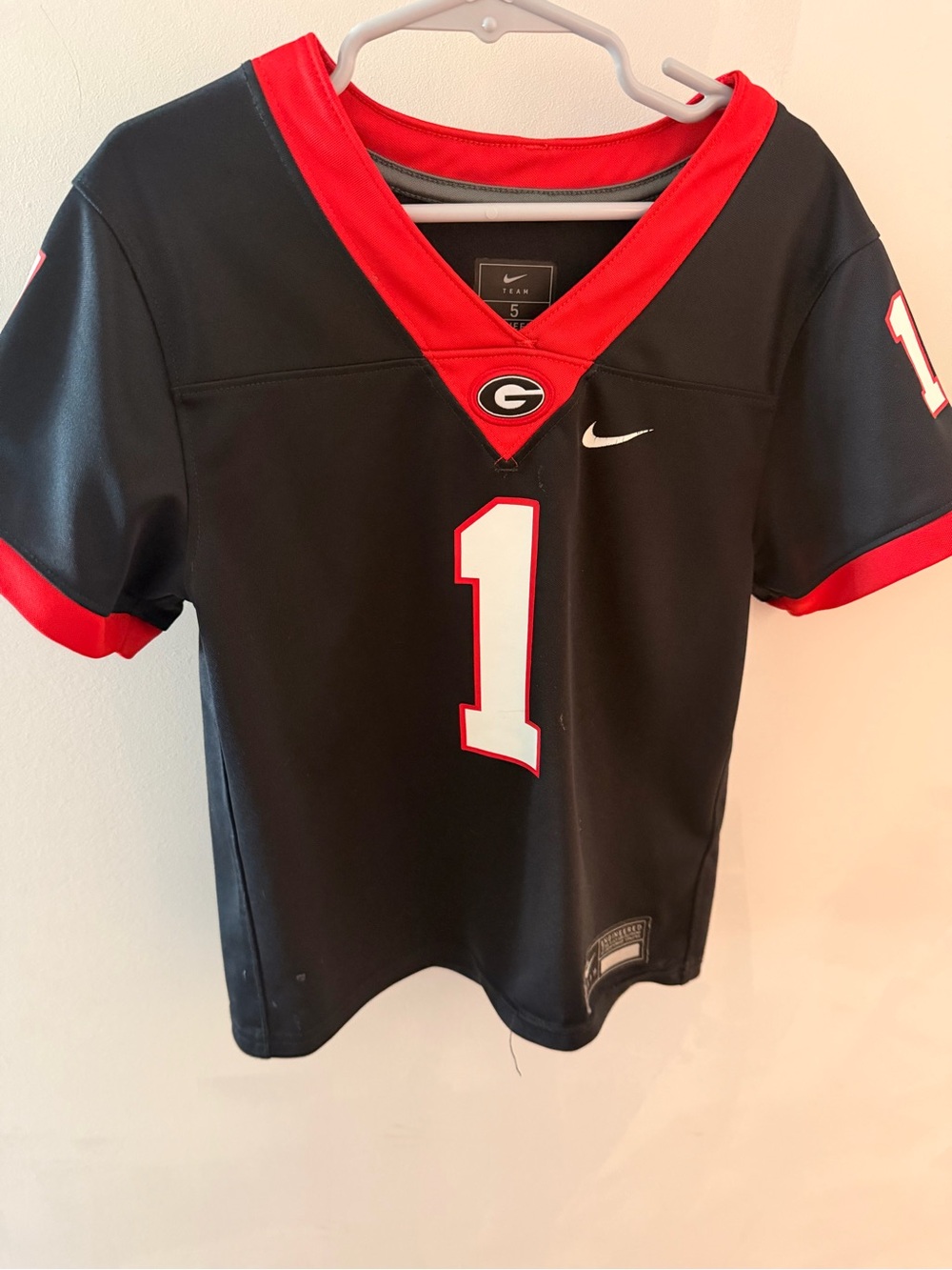 Nike Kids Black and Red Georgia Bulldogs Number 1 Jersey